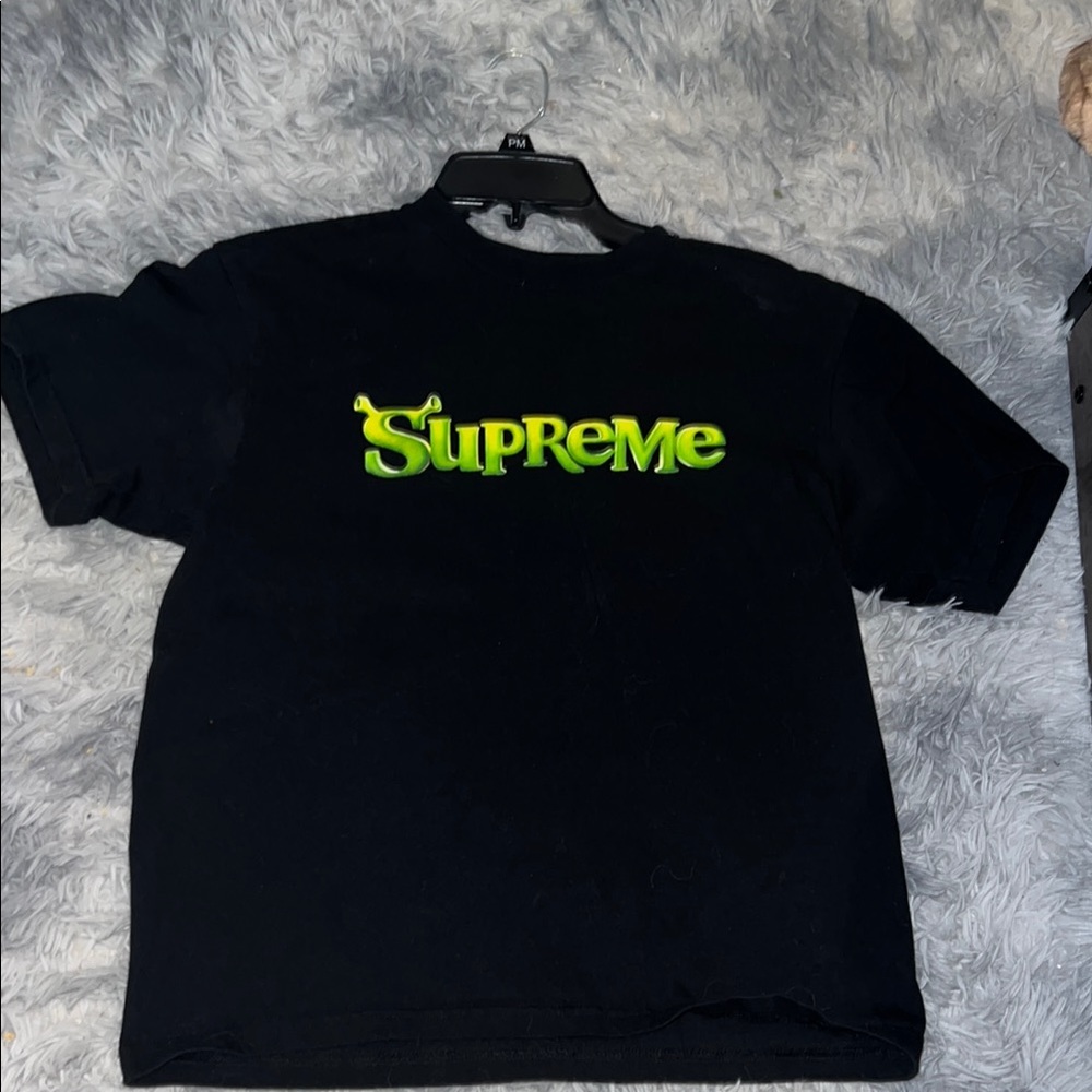 Supreme Shrek Black Tee with Neon Green Logo